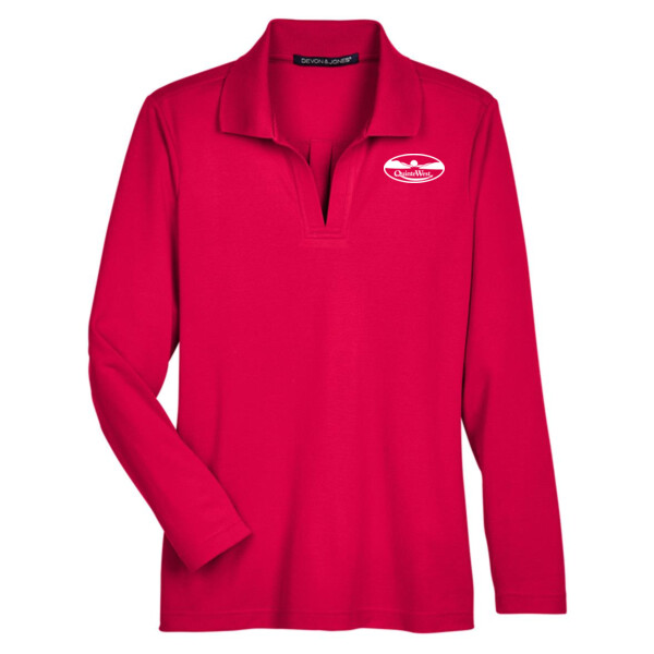CrownLux Performance® Plaited Long Sleeve Polo - Ladies Thumbnail