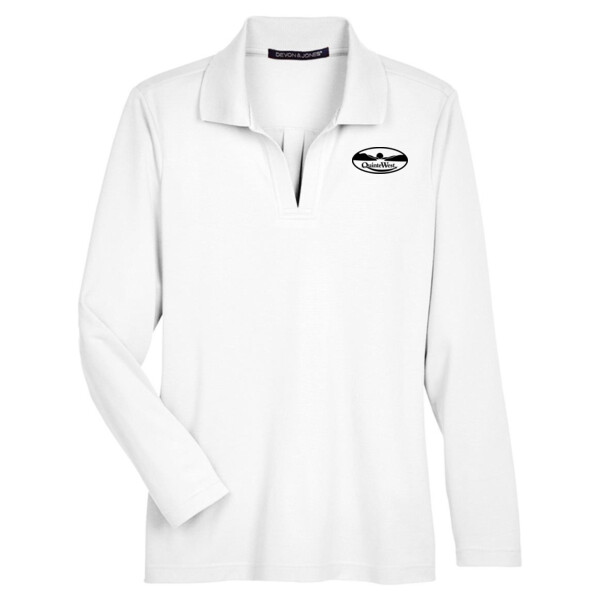 CrownLux Performance® Plaited Long Sleeve Polo (light) - Ladies Thumbnail